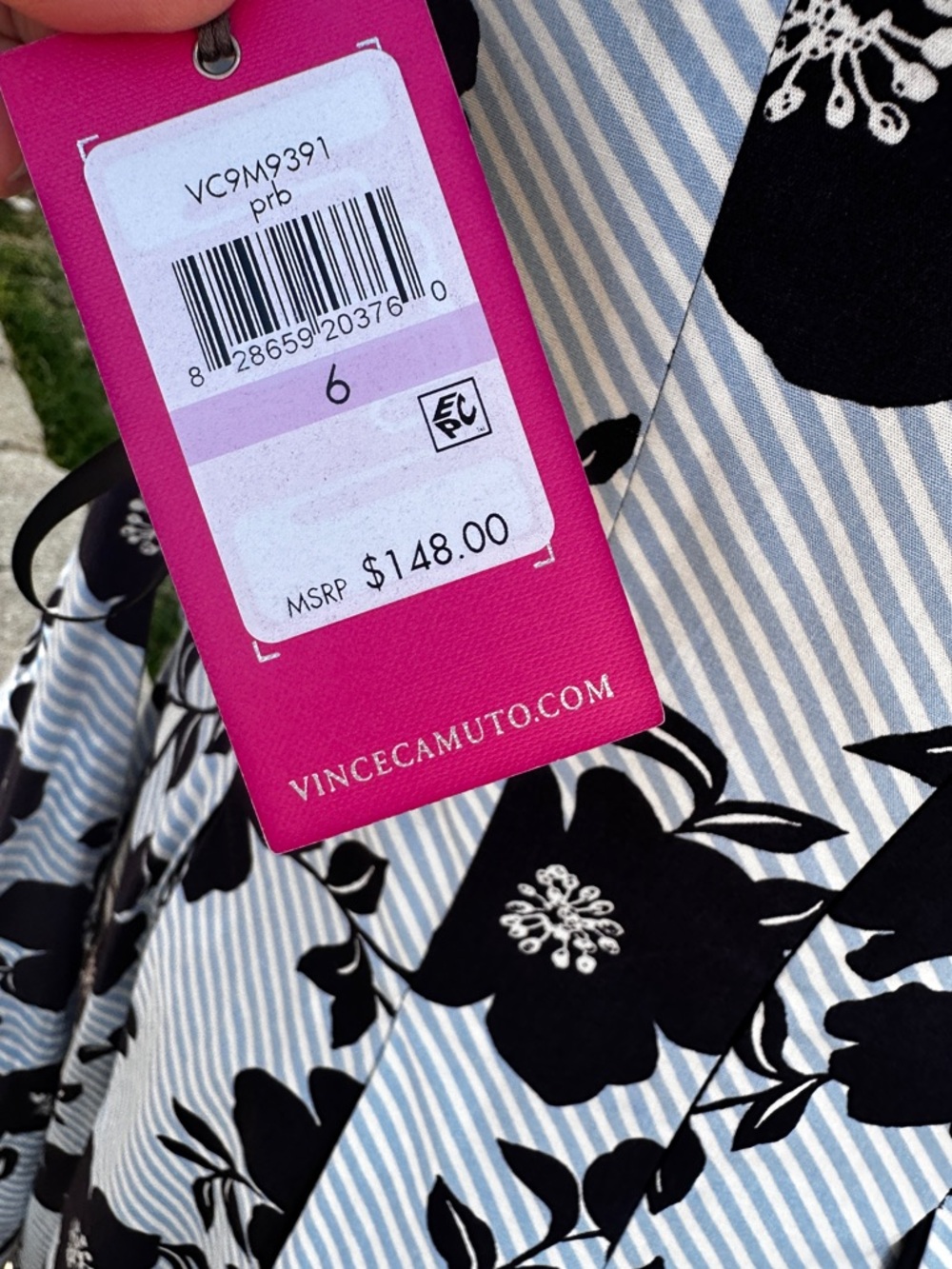 Vince Camuto navy lavender floral dress sleeveless A-line lined size 6 NWT - Picture 9 of 12